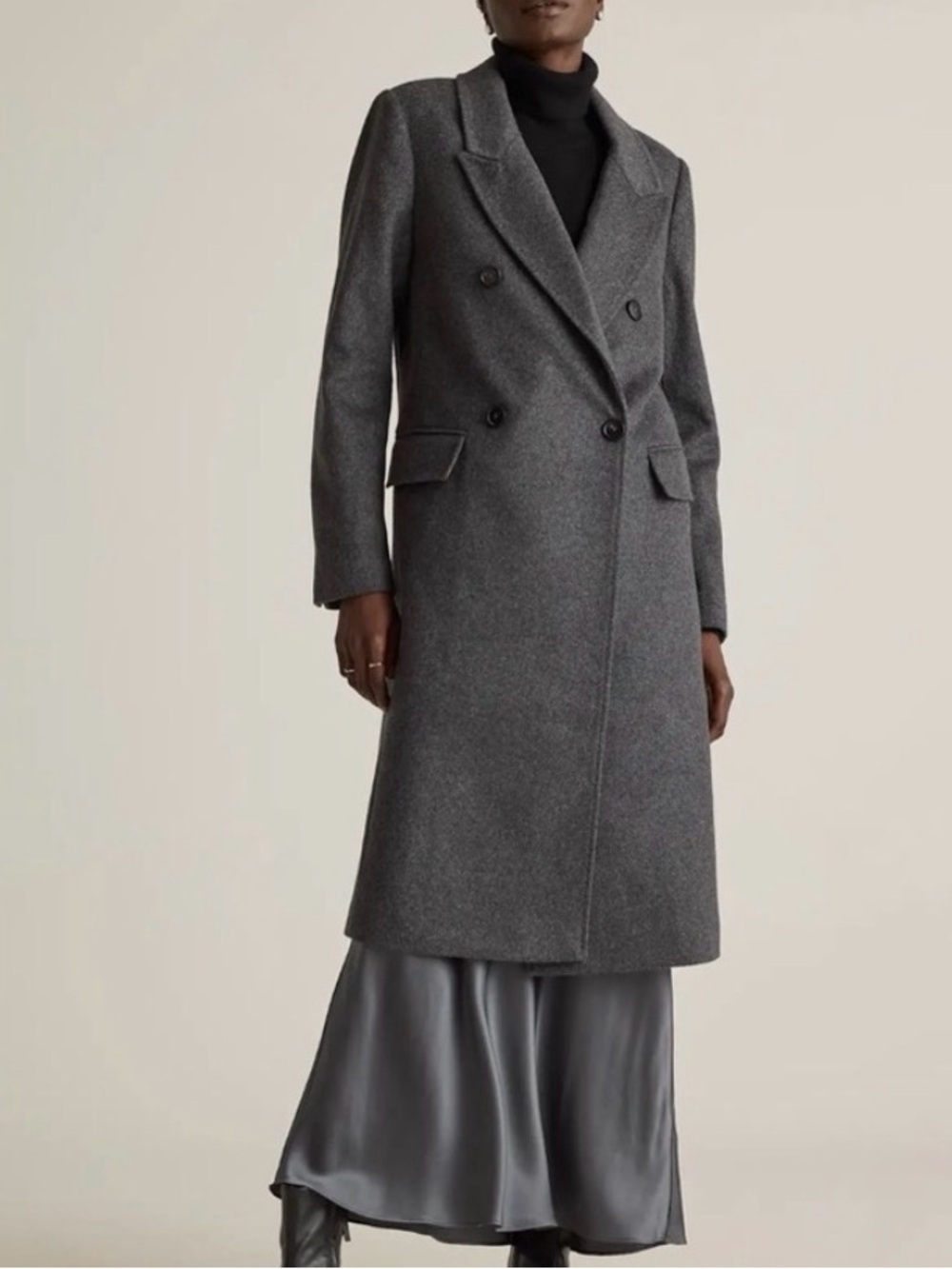 Quince Women’s Italian Wool Blend Double Breasted Long Coat Size Small